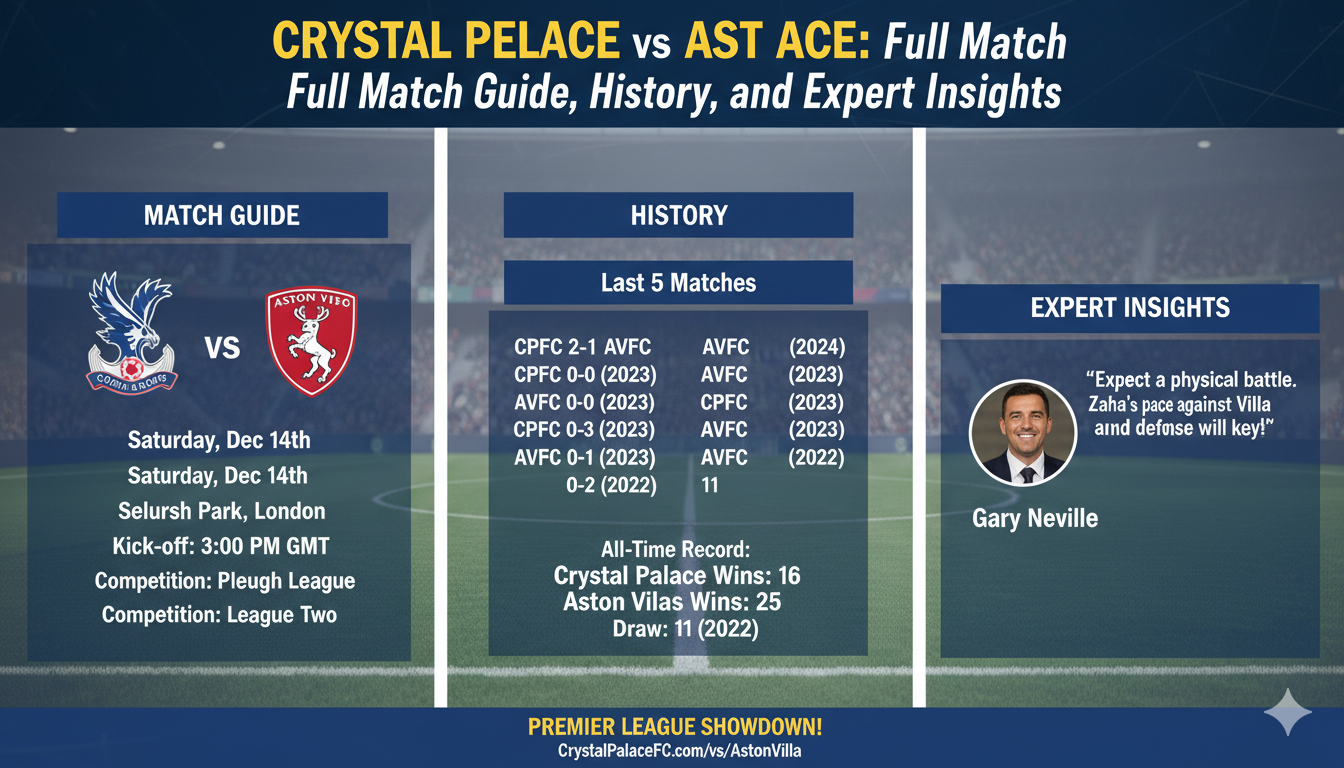 Crystal Palace vs Aston Villa: Full Match Guide, History, and Expert Insights